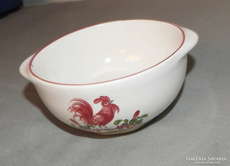 Rooster pattern - marked, double-eared - soup bowl