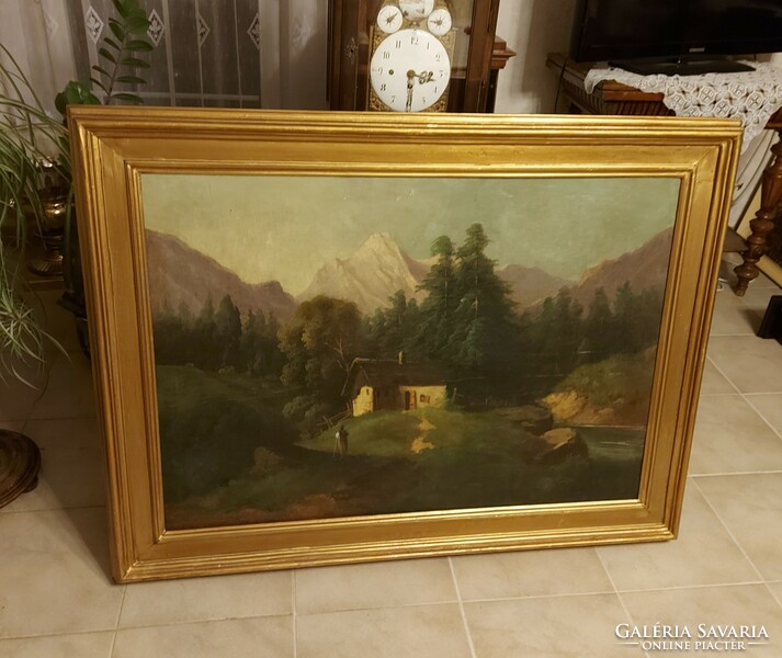 Antique Biedermeier romantic landscape! 90X120cm.