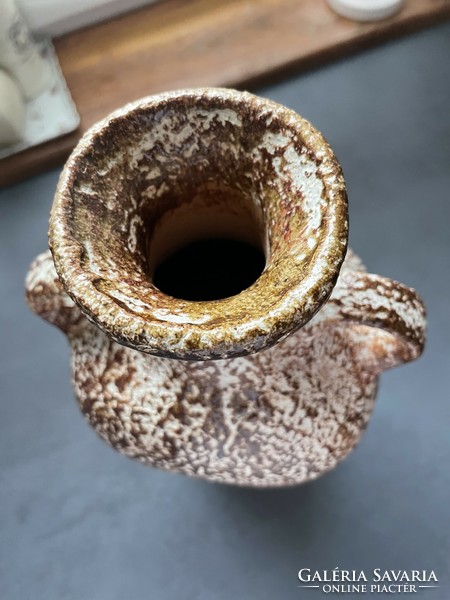Applied art large-sized ceramic vase with two handles - from Pesthidegkúti - cizmadia margit