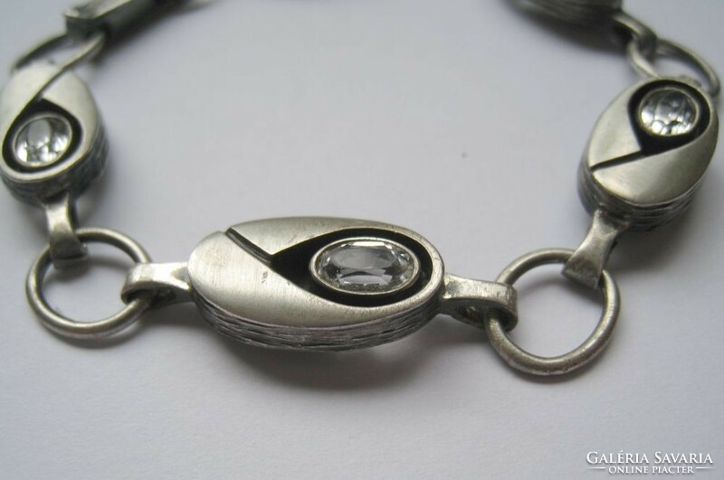 Finnish design silver bracelet with rock crystals, ninex