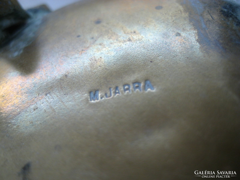 Copper table center holder, engraved around, marked, 10 x 16 cm