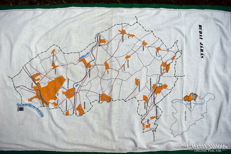 Budai járás térkép retro textil dekoráció 70 x 124 cm Budaprint Goldberger Textilművek