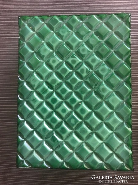 Art deco malachit zöld üveg ritka gyűjtemény (gyertyatartó, cukortartó)puttó, fürdőzők