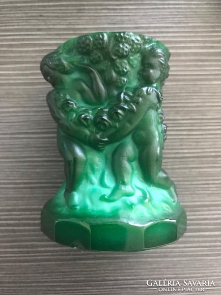 Art Deco Malachite Green Bottle Rare Collection (Candlestick, Sugar Bowl)