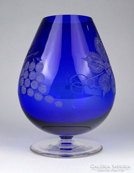 1K241 ground polished blue crystal goblet 17 cm