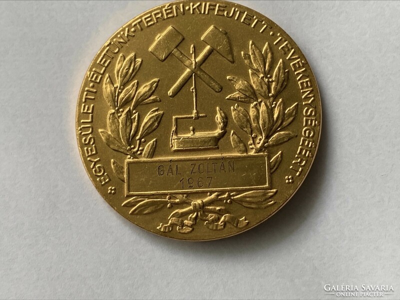 Berán Lajos 1936. "Z. Zorkóczy Samu" aranyozott bronz emlékérem, bányász, kohász