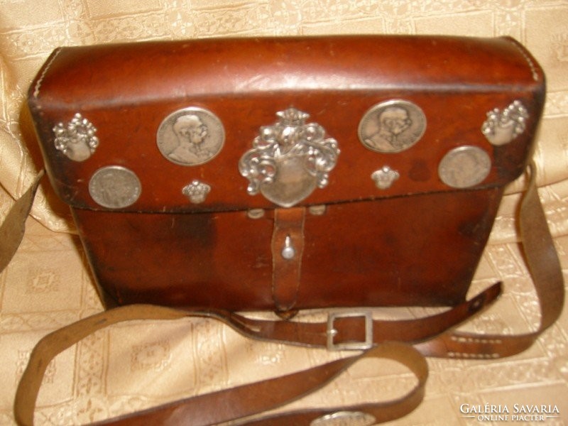 M1-12- e5 antique imperial military courier bag + collector rarity that can be attached to a saddle with silver