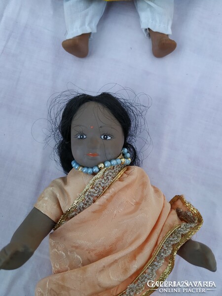 2 porcelain dolls with colored skin for sale! Vintage porcelain doll/ body as well / 22 cm.