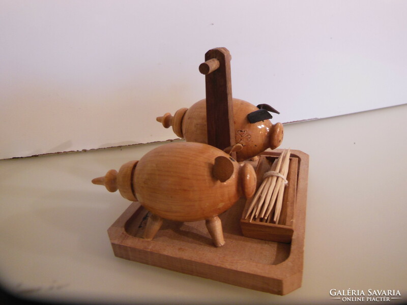 Salt and pepper holder - wood - piggy bank - 13 x 10 x 10 cm - handmade - Austrian - flawless