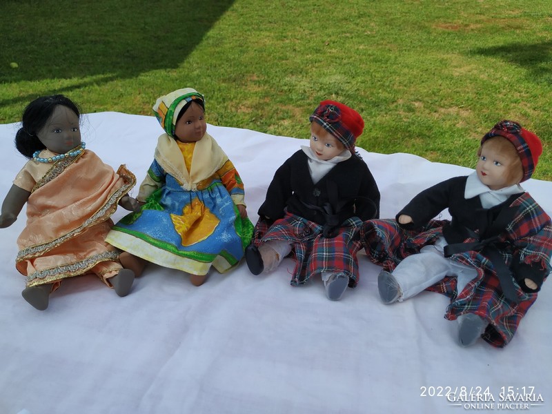 2 porcelain dolls with colored skin for sale! Vintage porcelain doll/ body as well / 22 cm.