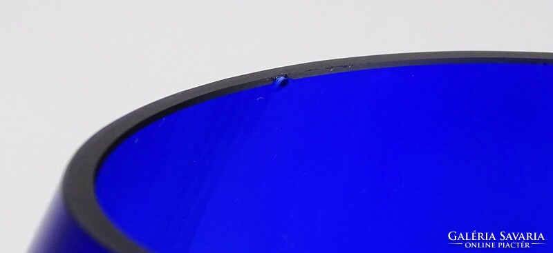 1K241 Talpas csiszolt kék kristály kehely 17 cm