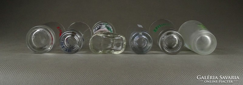 1K145 old mixed advertising branded short drink glass set of 6 pieces