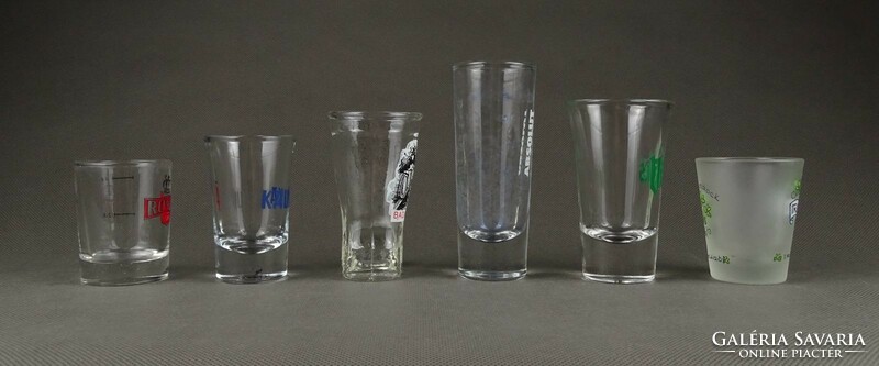 1K145 Régi vegyes reklám márkás röviditalos üveg pohárkészlet 6 darab