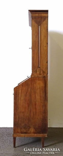 1K243 Kisméretű intarziás üveges Biedermeier írószekreter 182 x 90 cm