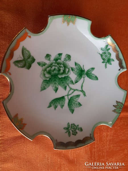 Herendi zöld Viktória mintás porcelán hamutál