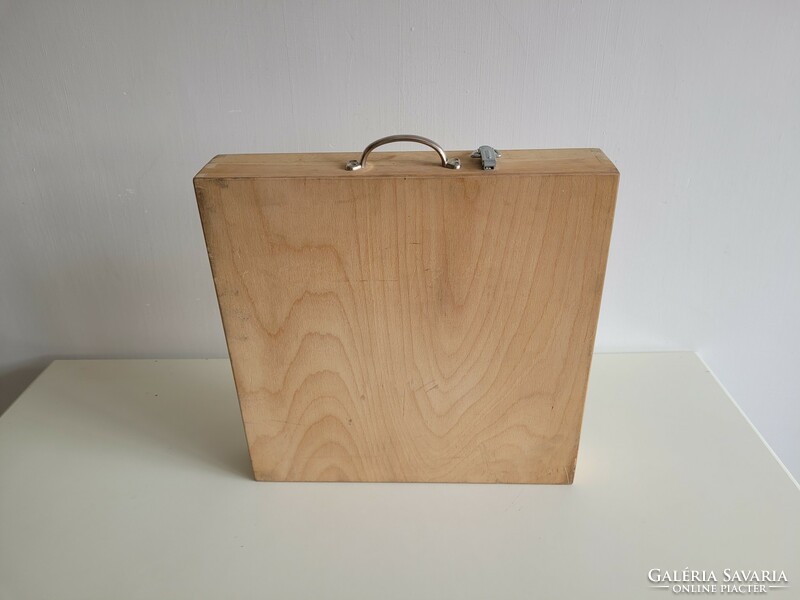 Retro régi fa táska bőrönd tároló doboz műszertáska