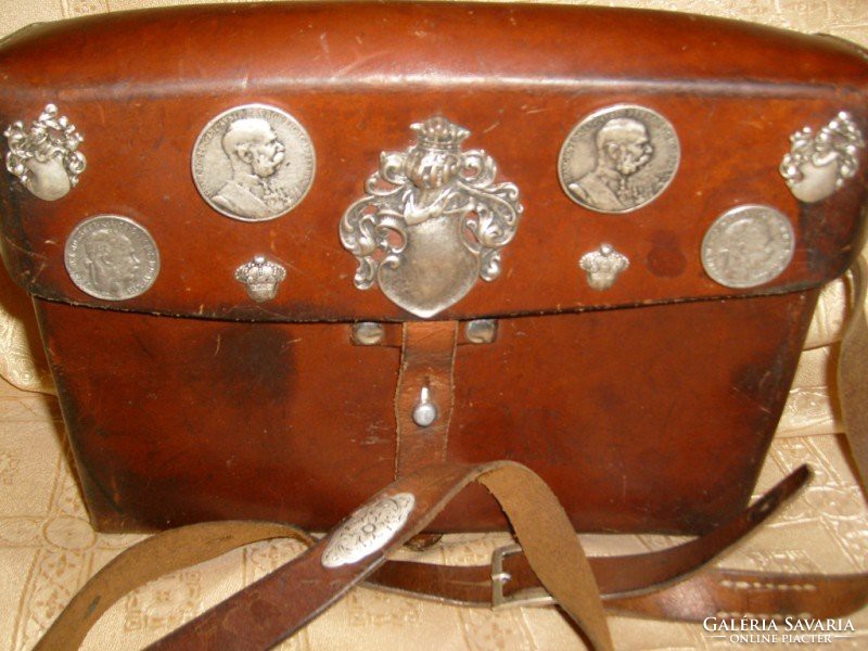 M1-12- e5 antique imperial military courier bag + collector rarity that can be attached to a saddle with silver