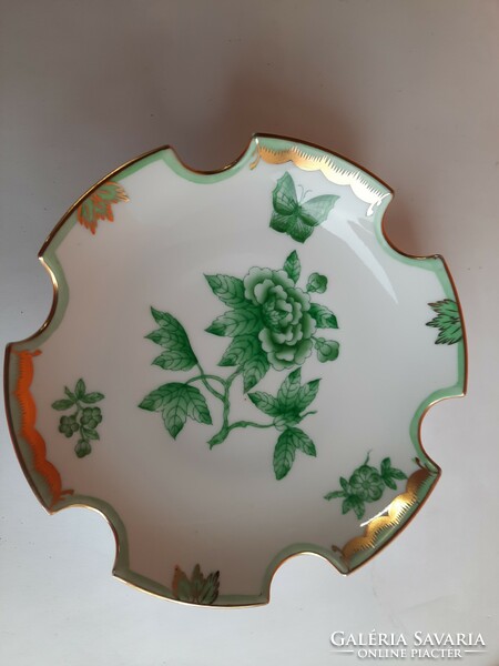 Herend green Victoria pattern porcelain ashtray