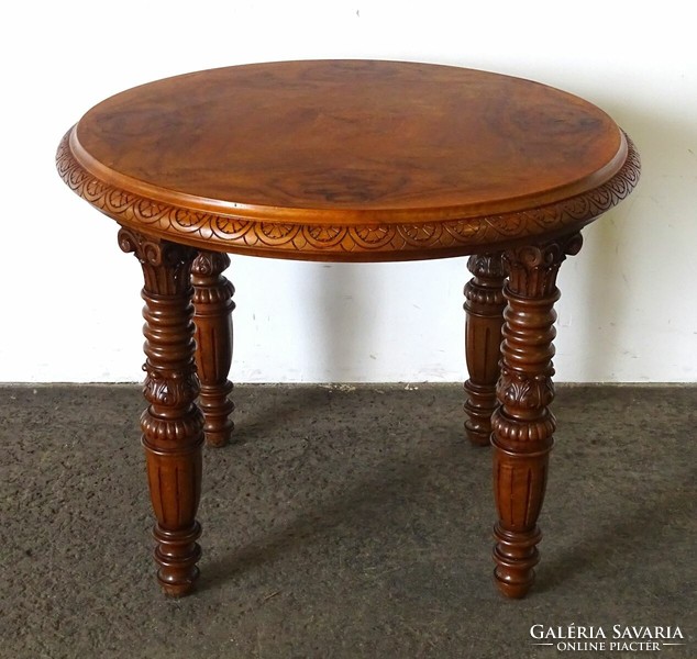 1K244 antique carved round coffee table 70 x 90 cm