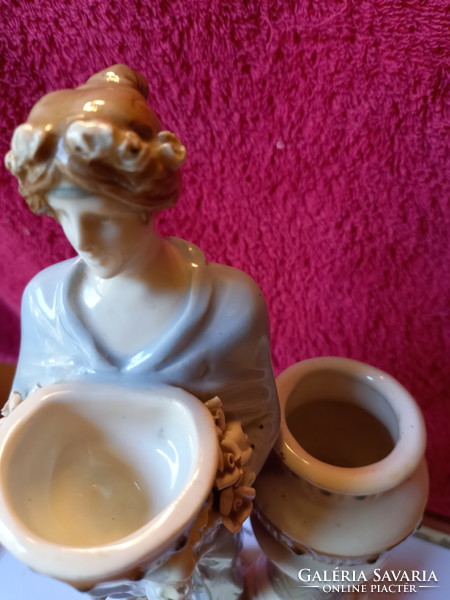German porcelain holy water container and candle holder