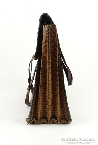 1K144 Antik barna eredeti kígyóbőr női táska