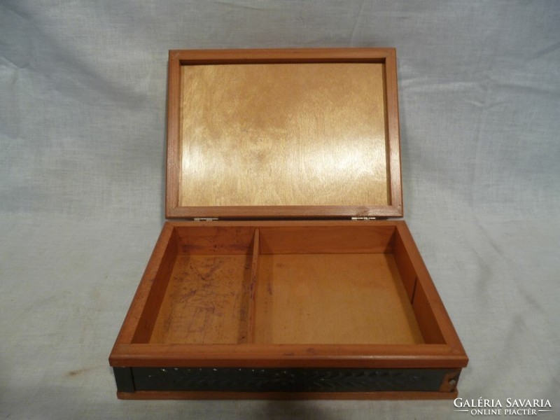 4514 Old copper card box with peacock decoration