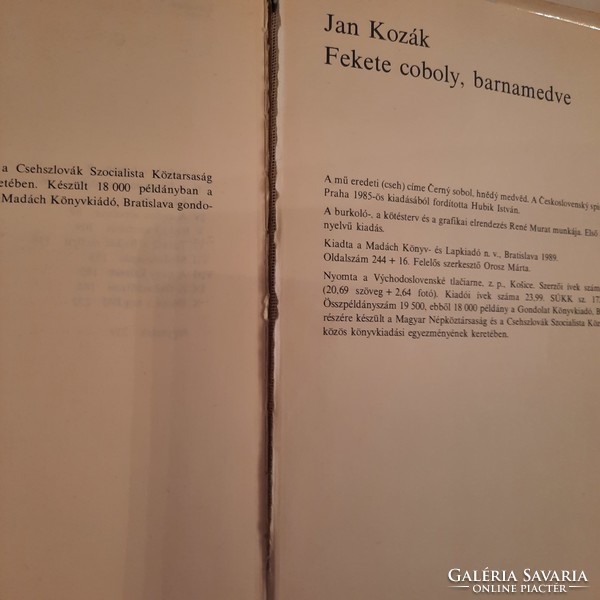 Jan Kozák: Fekete coboly, barna medve           Gondolat Kiadó 1989