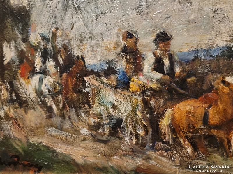 Rudnay Gyula (Pelsőc, 1878 - Budapest, 1957): Vágtató lovasszekerek