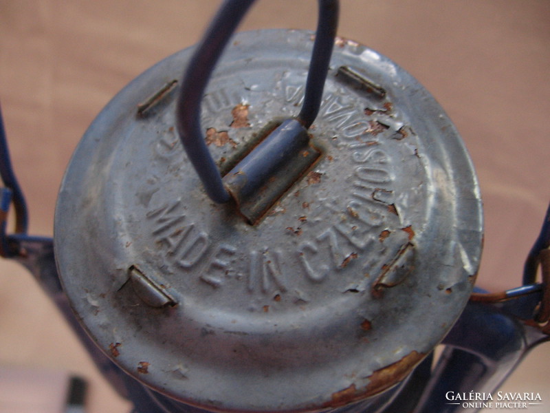 Old blue meva 863 storm lamp, kerosene lamp