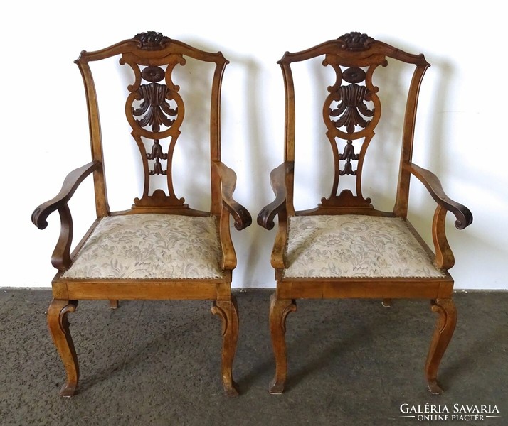 1K245 Antik faragott kárpitozott neobarokk támlás szék pár