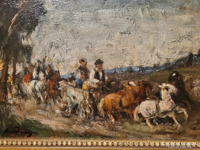 Rudnay Gyula (Pelsőc, 1878 - Budapest, 1957): Vágtató lovasszekerek