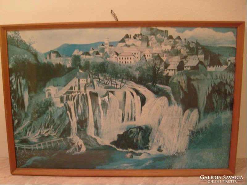M12 in the style of a ossuary glass plate waterfall oil print 82 x 55 cm rarity