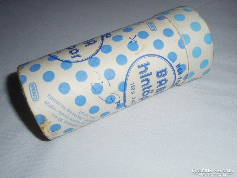 Retro Kék Fehér Baba hintőpor papír doboz - Caola gyártó - 1970-1980-as évekből