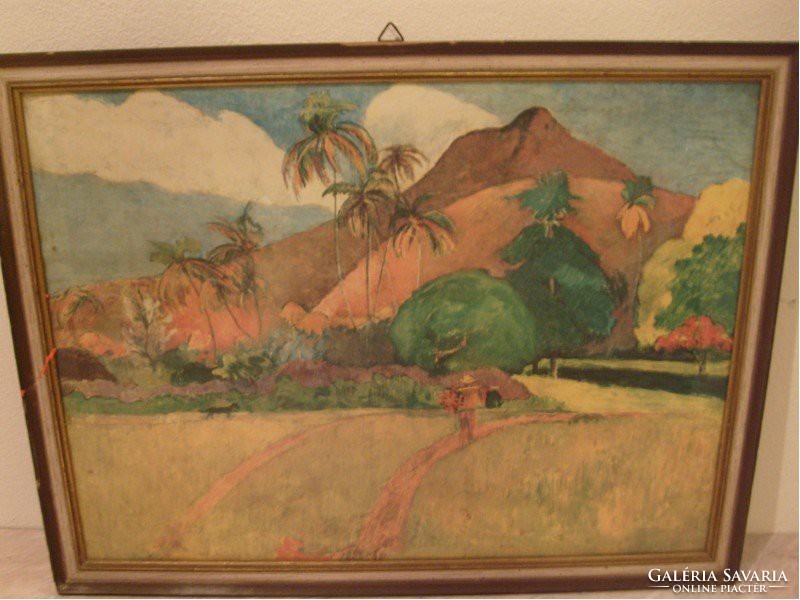 E 10 discounted paintings Tahitian Paul Gauguin style cardboard watercolor 55x42 cm for sale