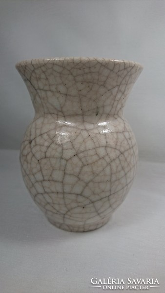 Igazán szép repesztett mázas pocakos kerámia váza, XX.szd második fele.