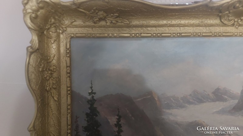 (K) beautiful signed landscape painting with frame 96x65 cm