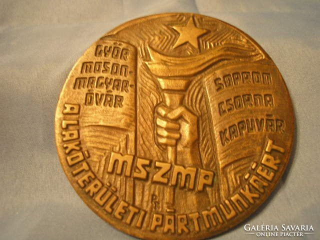 SÚLYOS MSZMP ,készítői jelzett nagy gyűjtői bronz plakett ritkaság 9.5 cm /5/