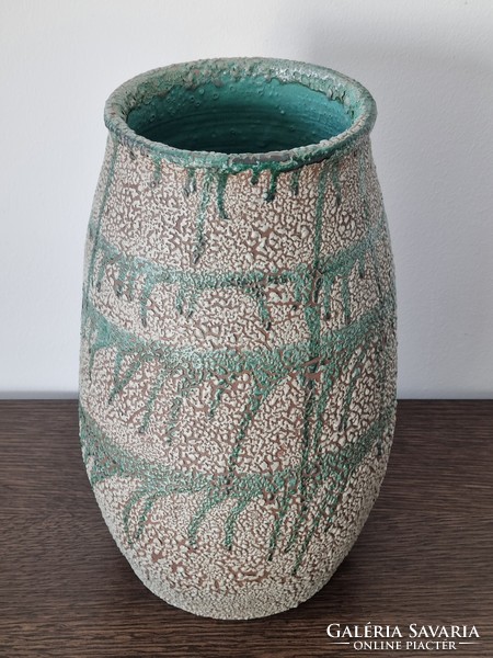 Collector's ceramic vase with shrink glaze, marked - 32 cm