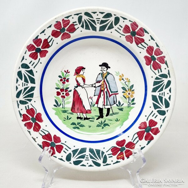 Wilhelmsburg folk scene hand-painted glazed ceramic wall plate - cz
