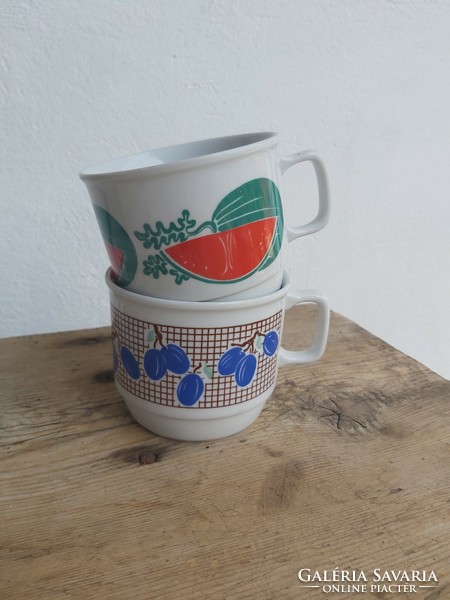 Rare plum fruit cocoa mug, nostalgia collector's item, village peasant decoration