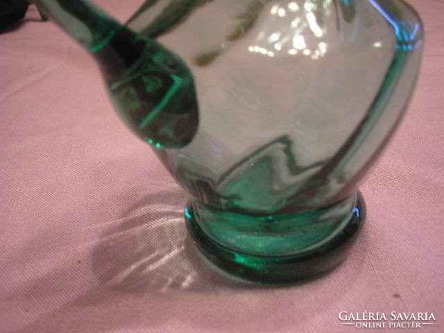 Biedermeier csavart díszes vastag talpú ecet v.olaj zöld üveg kiöntő  ritkaság eladó