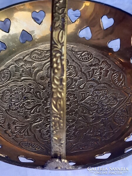 Profusely engraved brass serving bowl