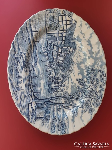 A wonderful, large, blue English ceramic serving plate.