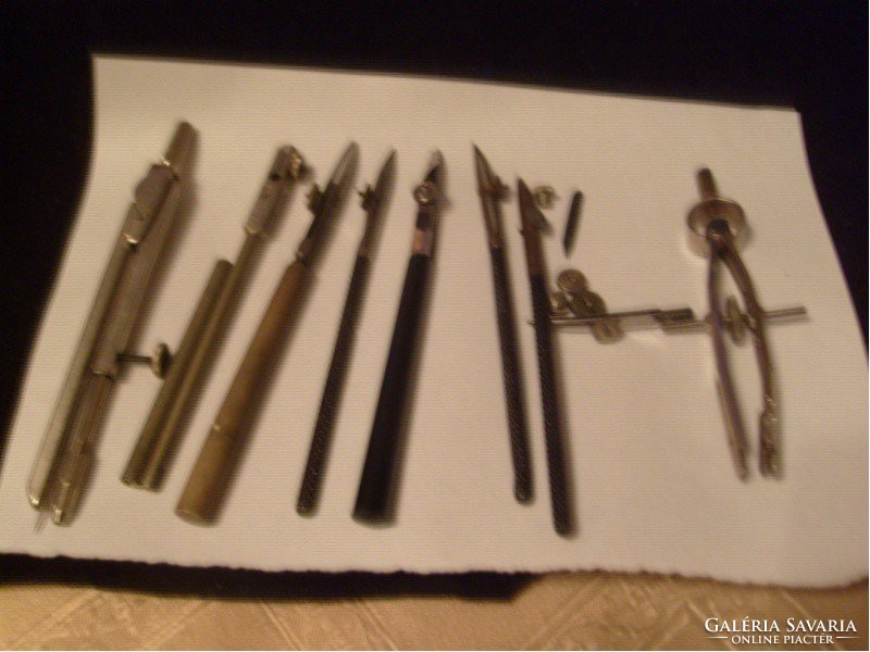 Old various compasses + accessories in a set of 9 for sale