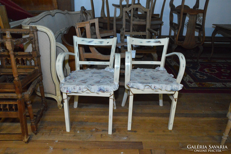 2 antique art-deco white armchairs (restored)