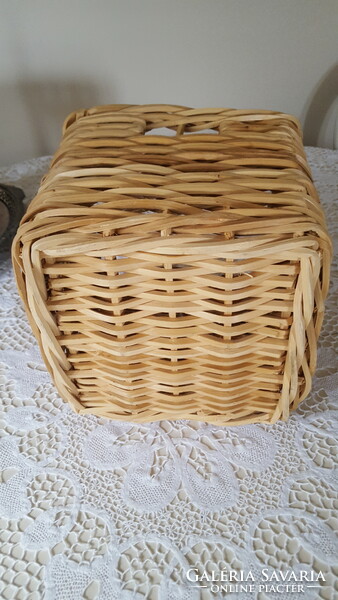 Wicker wooden storage basket