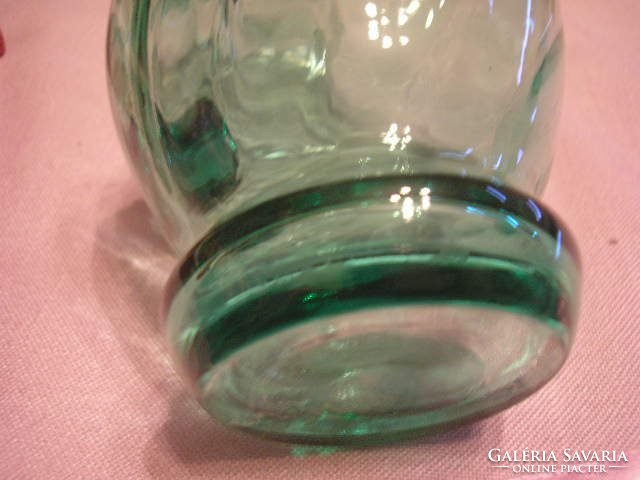 Biedermeier csavart díszes vastag talpú ecet v.olaj zöld üveg kiöntő  ritkaság eladó