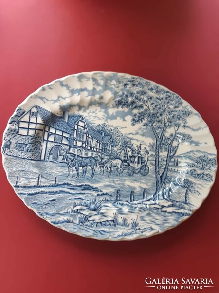 A wonderful, large, blue English ceramic serving plate.