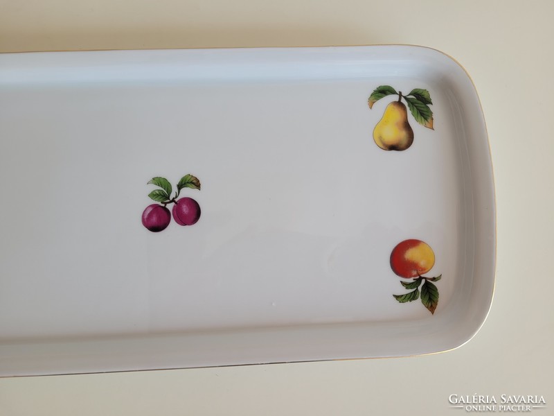 Retro old fruit pattern lowland porcelain tray serving bowl 36 cm 60s mid century