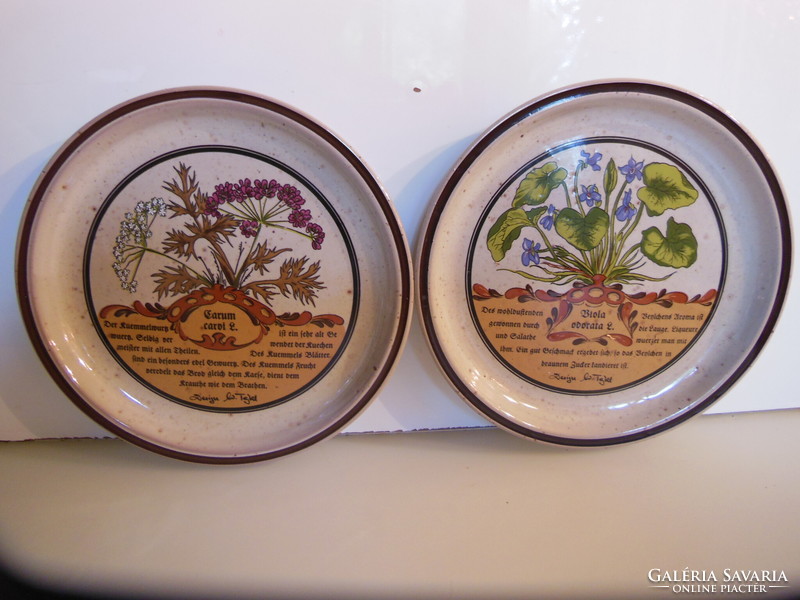 Plate - 2 pieces !! - Marked - herbal - 20 cm - ceramic - extra shiny beautiful - flawless